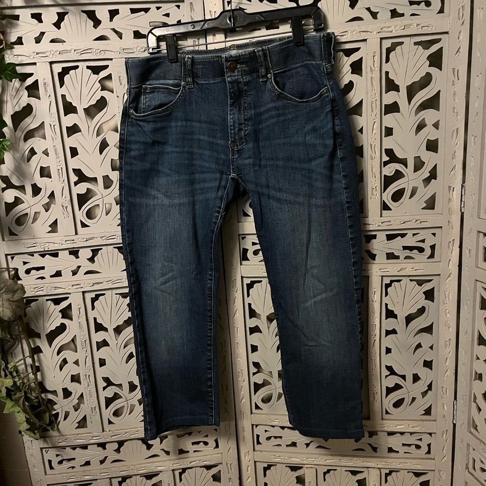 LEE DENIM BLUE SLIM STRAIGHT LEG STRETCHY QUALITY JEANS (34/30)